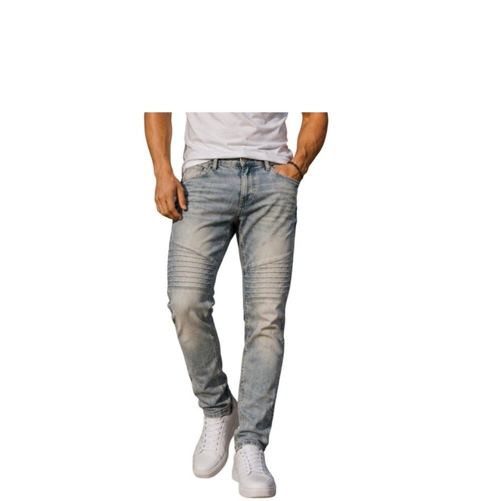 Southpole Flex Jeans Mens Size 40 Light Wash Distressed Skinny Mid Rise Moto